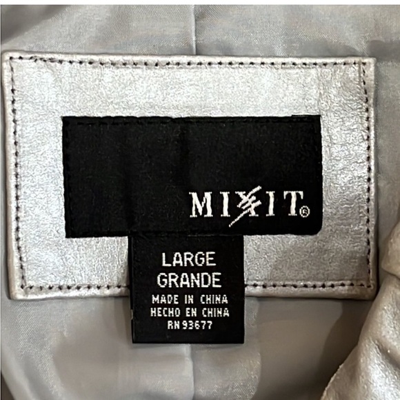 MixIt Silver Leather Moto Jacket Large Y2K - Picture 3 of 13